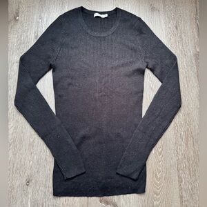 Unsubscribed Black Ribbed Long Sleeve Top Size Small NWOT